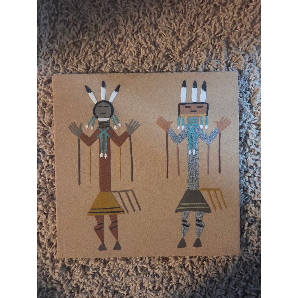 Healing People Navajo Sand Painting Signed Calvin Willie